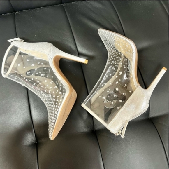 Jessica Simpson Clear Rhinestone Silver Booties - Picture 2 of 7